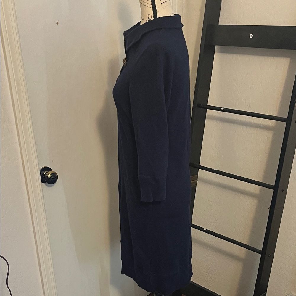 Lauren Jeans Co Ralph Lauren Blue Buckle Collar Detail Sweater Dress Equestrian - Picture 3 of 8